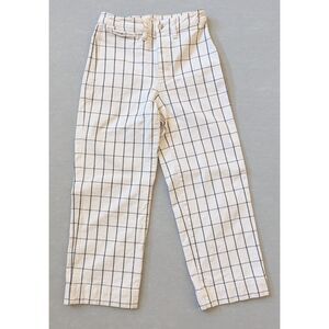 Madewell Slim Emmett Wide Leg Crop Pants Women's 25 Ivory Black Windowpane Plaid